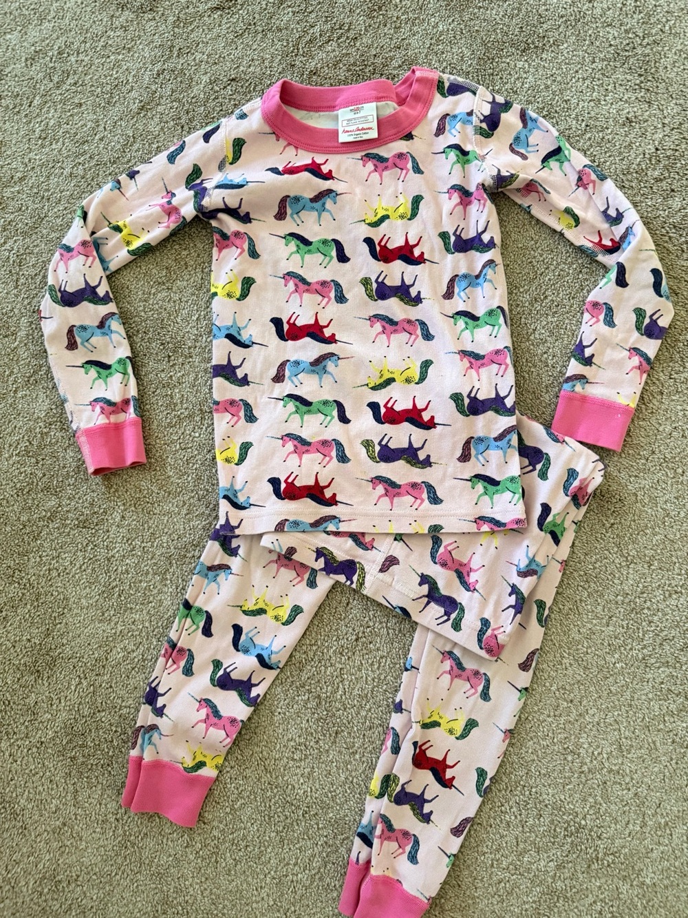 Hanna Andersson Kids Unicorn Print Pink Pajama Set - Long Sleeve & Pant